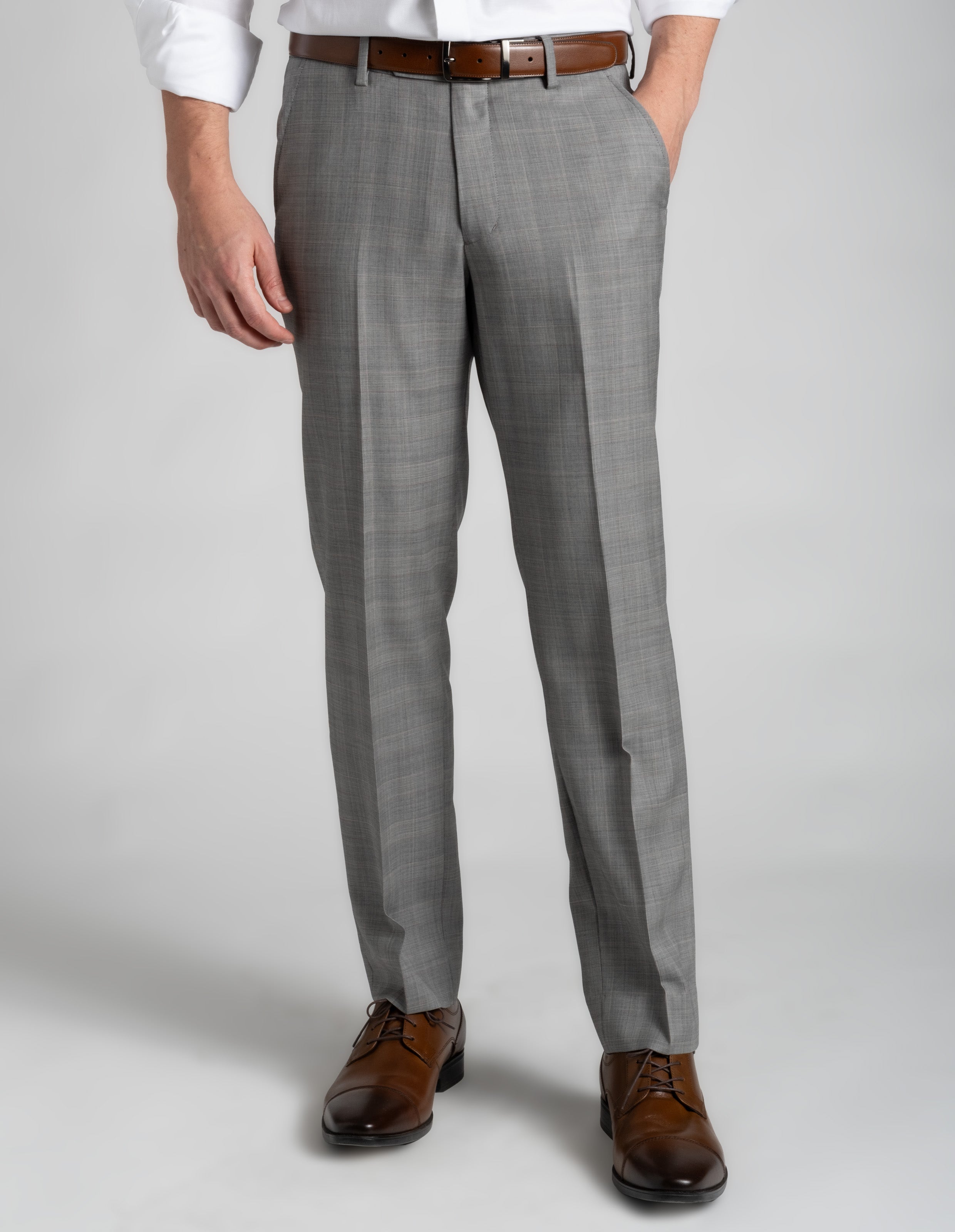Super 110s Wool Dress Pant - Brown End on End Check