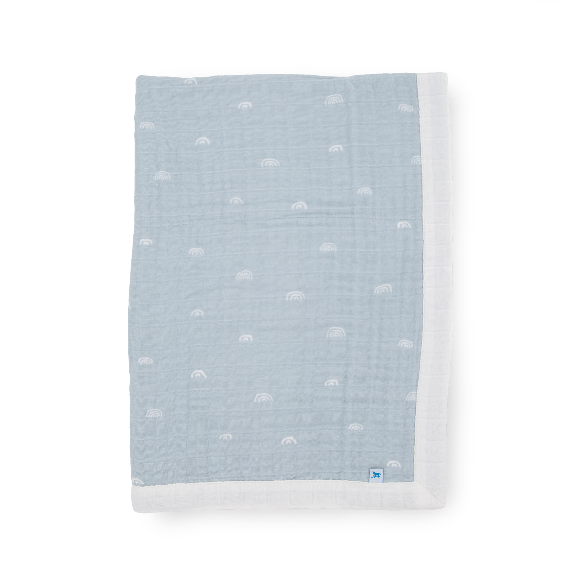 Cotton Muslin Baby Quilt - Blue Rainbow