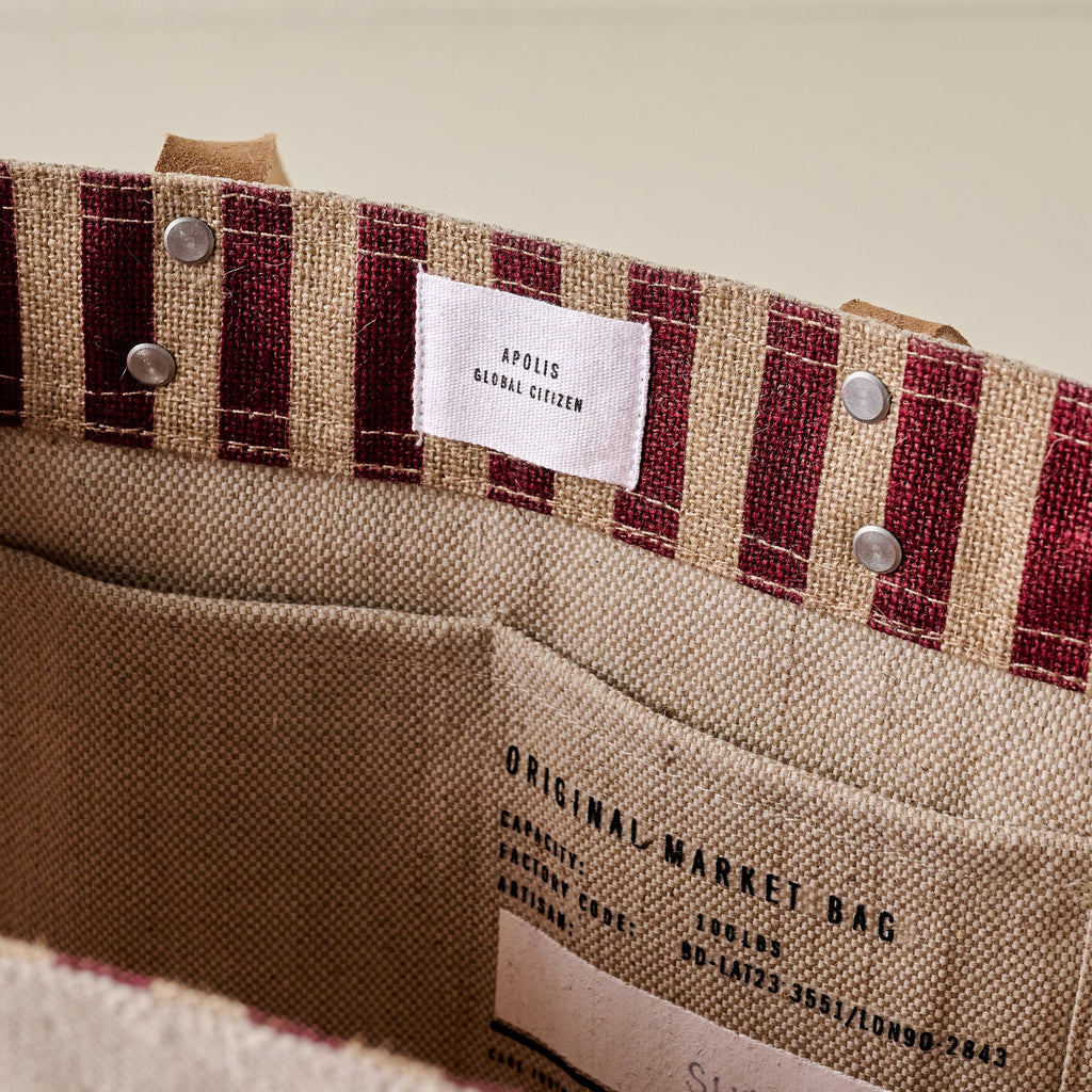 Magnolia Burgundy Stripe Market Tote