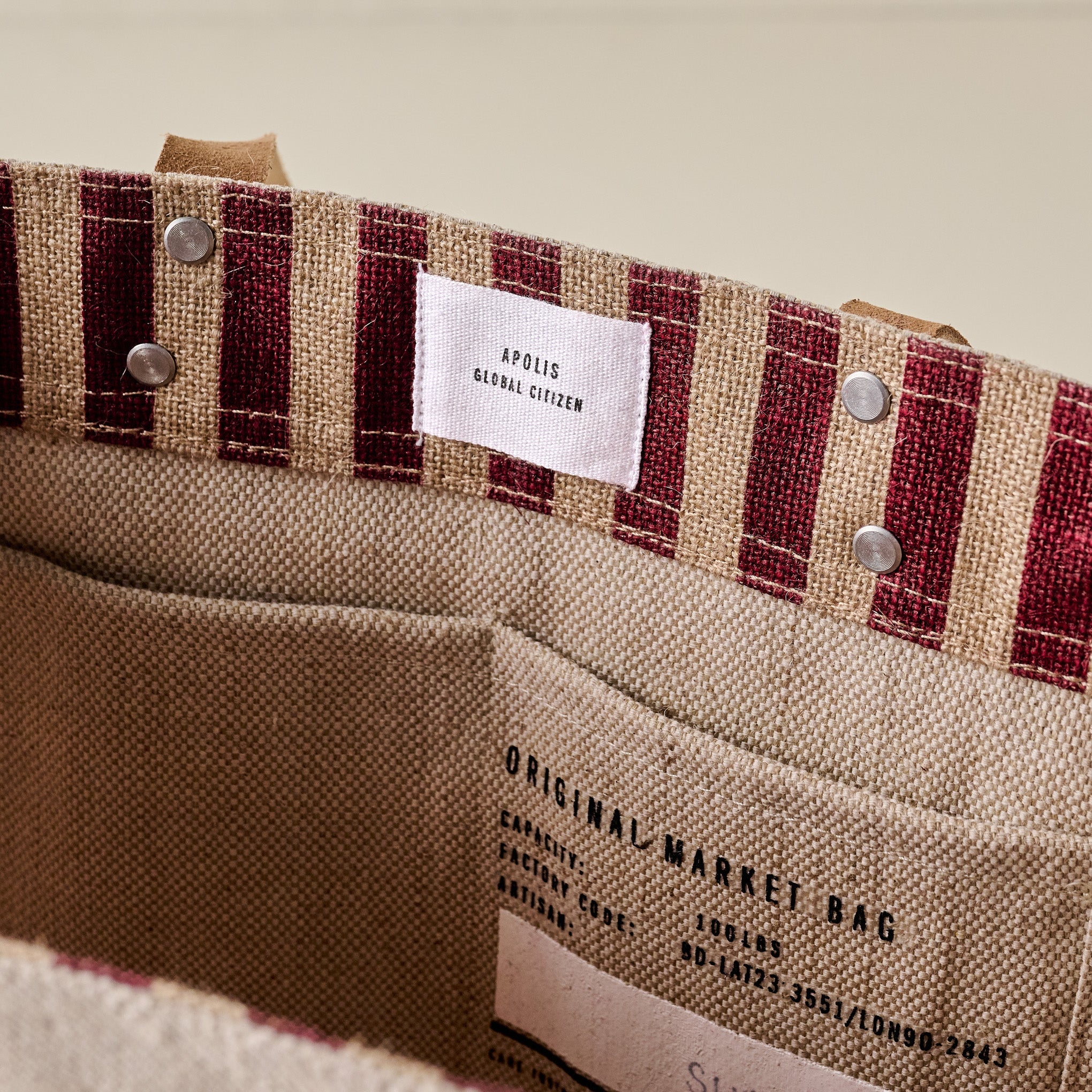 Magnolia Burgundy Stripe Market Tote