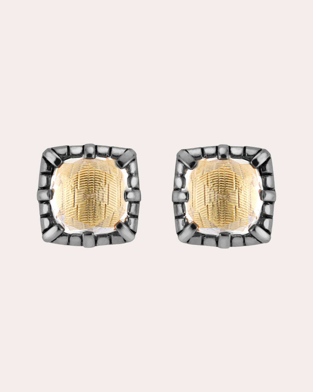 Bella Rhodium-Dipped Quartz Stud Earrings