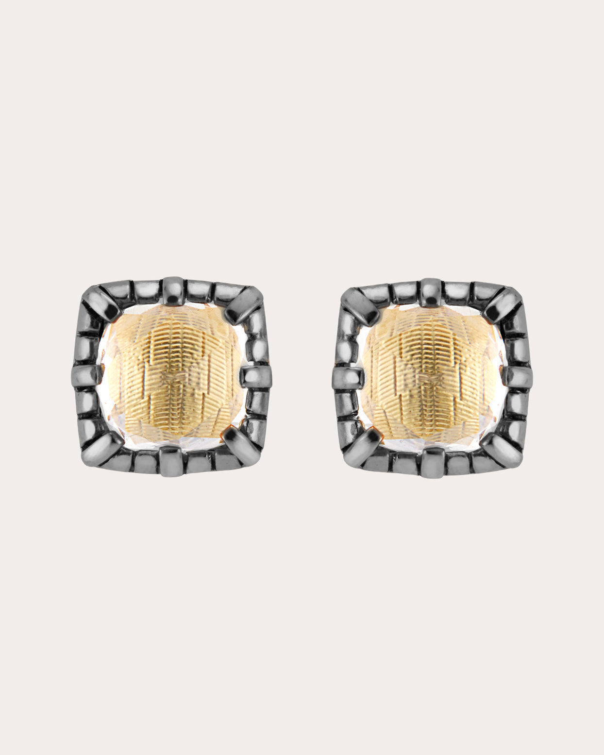 Bella Rhodium-Dipped Quartz Stud Earrings