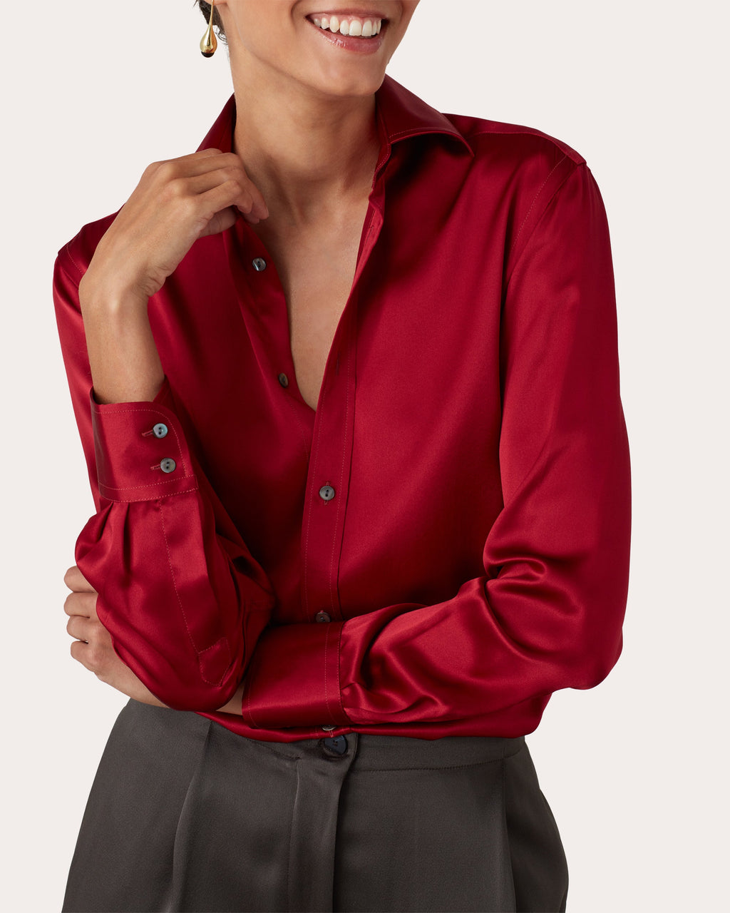 The Boyfriend Silk-Satin Shirt