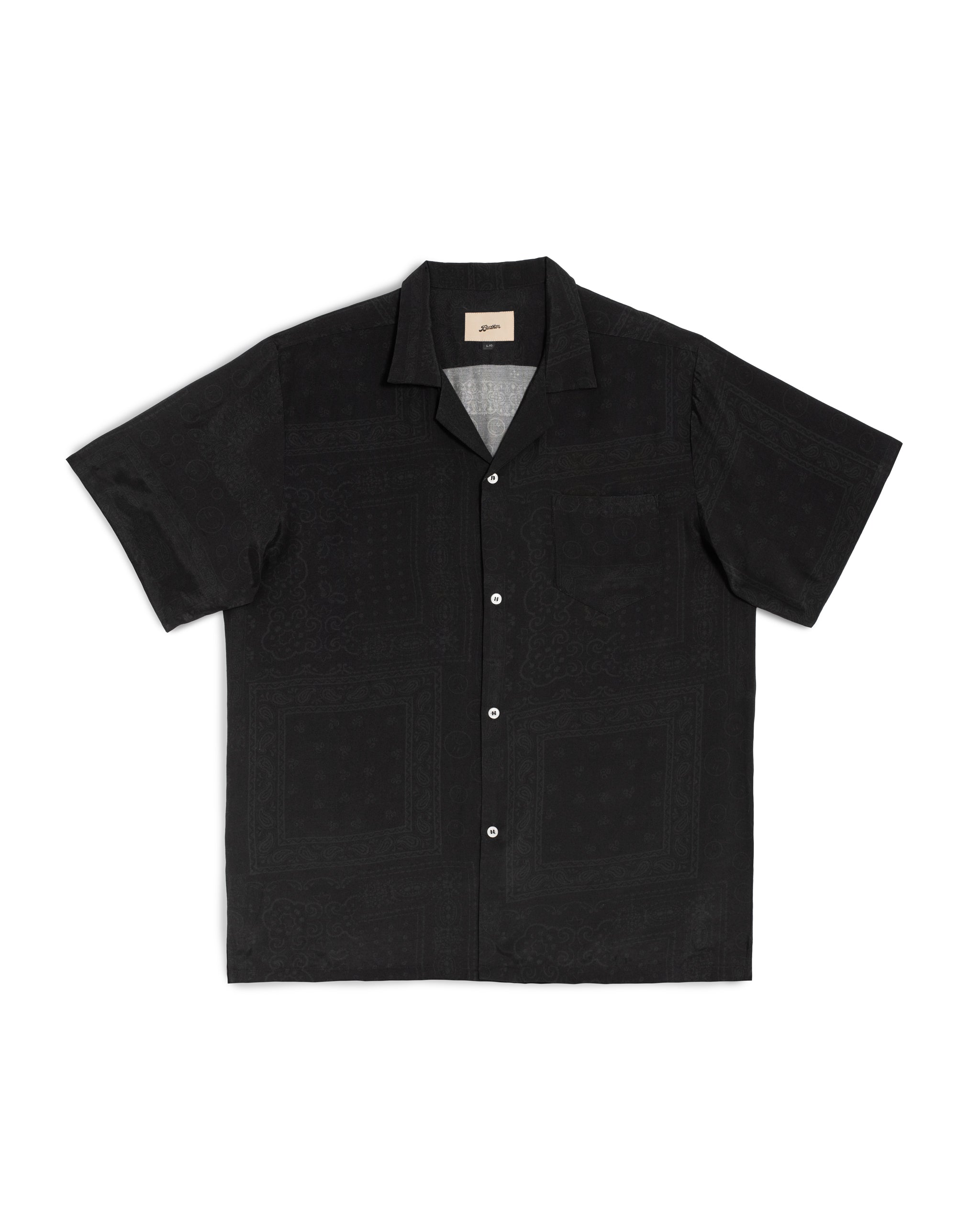 Black Tonal Bandana Camp Shirt