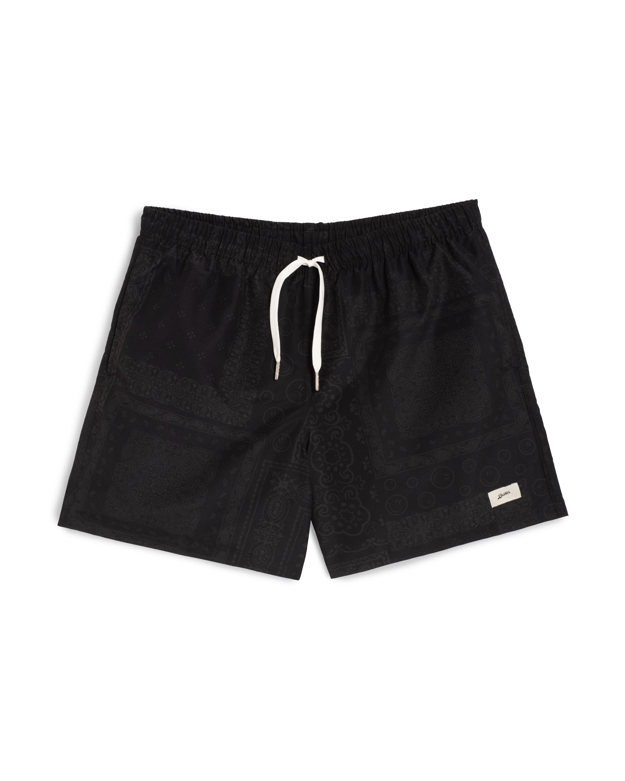 Black Tonal Bandana Swim Trunk