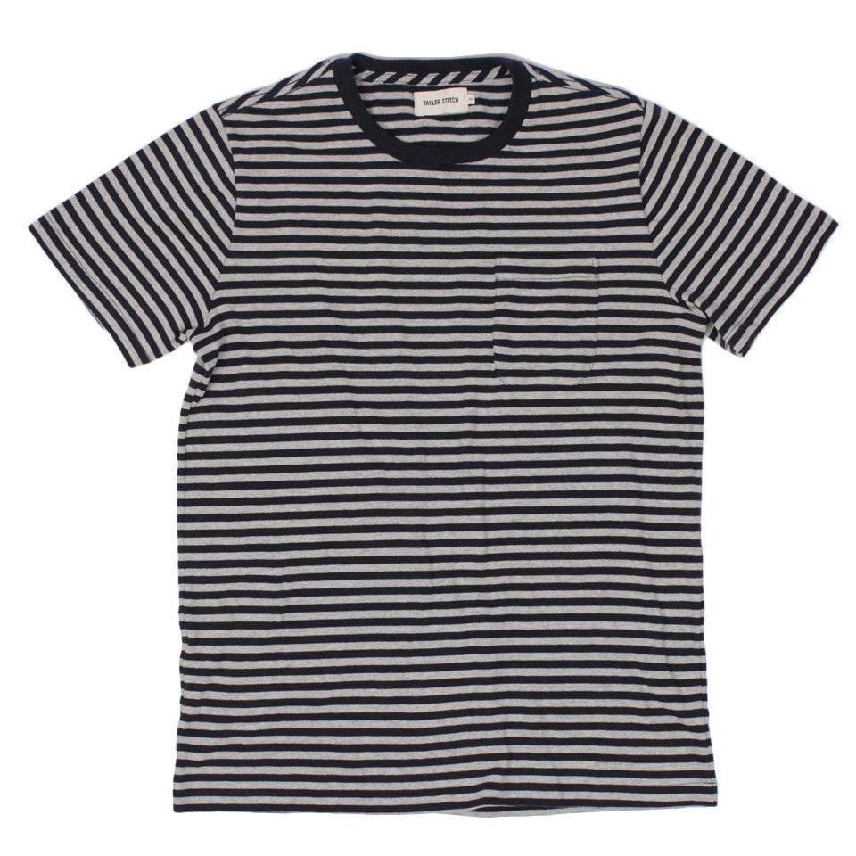 The Sequoia Stripe Tee in Navy & Grey