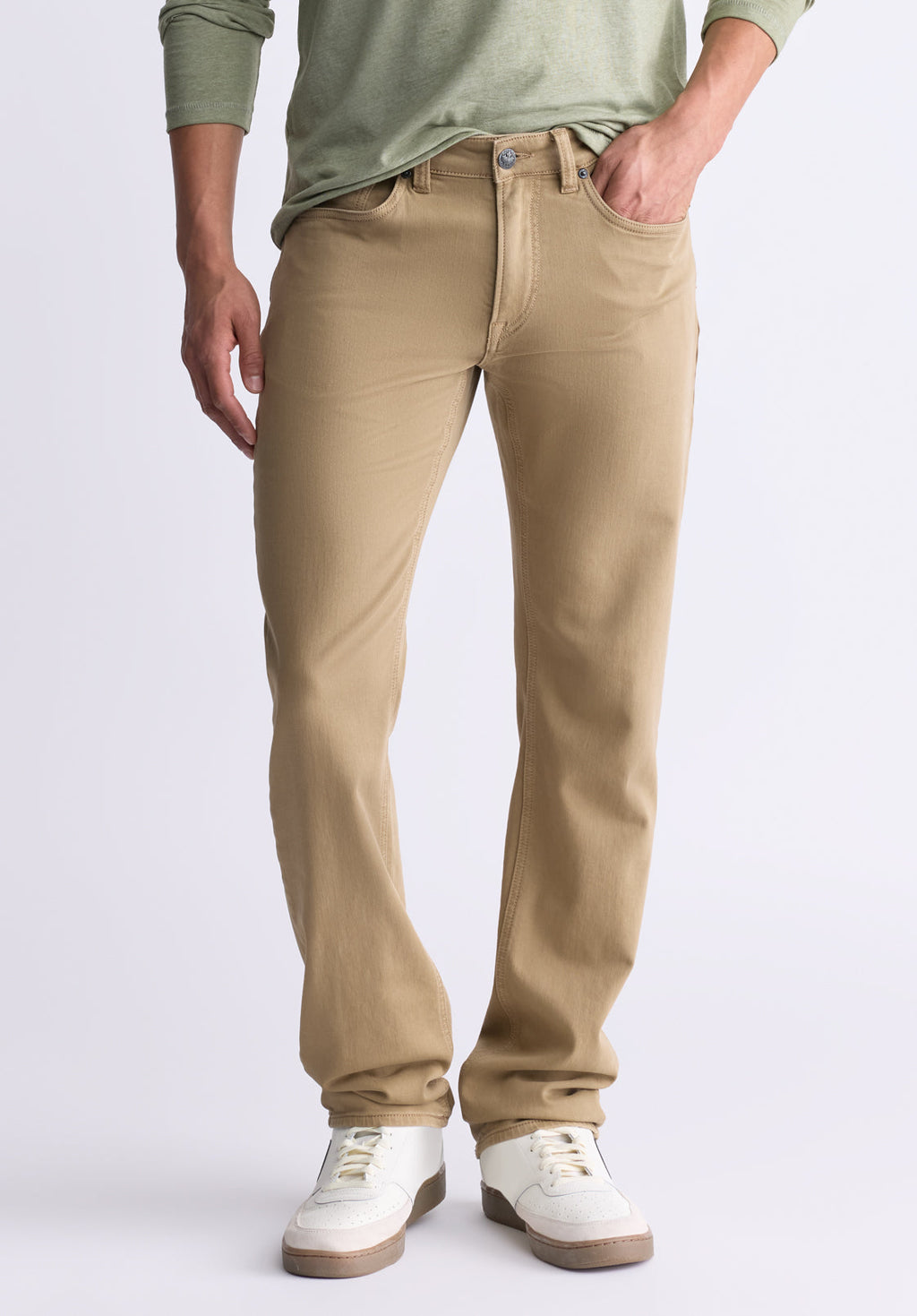 Six Men's Straight Freedom Flex Pants, Dark Beige - BM22939