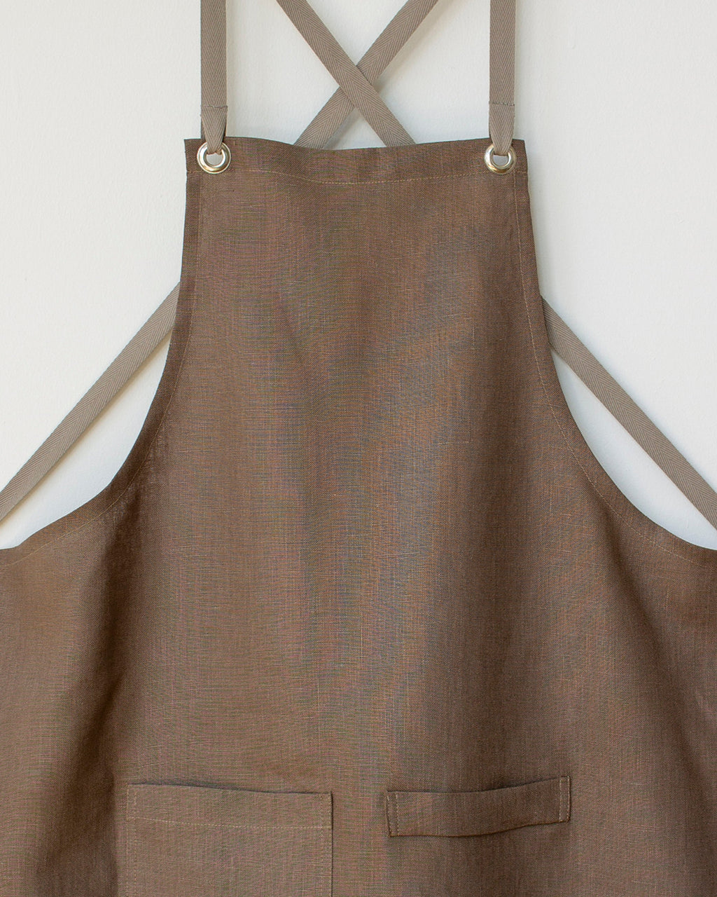 Crossback Linen Apron - Bark
