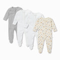 Bear Print Zip-Up Sleepsuit 4 Pack