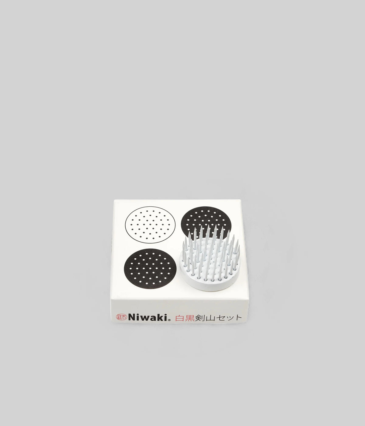 Niwaki Black and White Kenzan Flower Frog Set