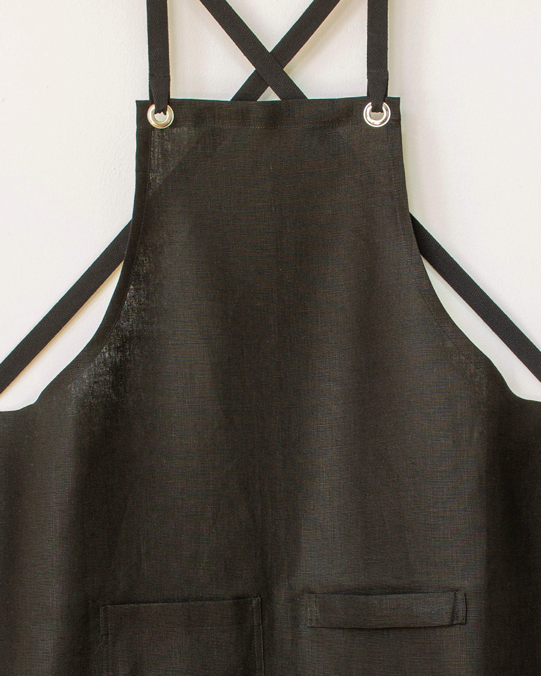 Crossback Linen Apron - Black