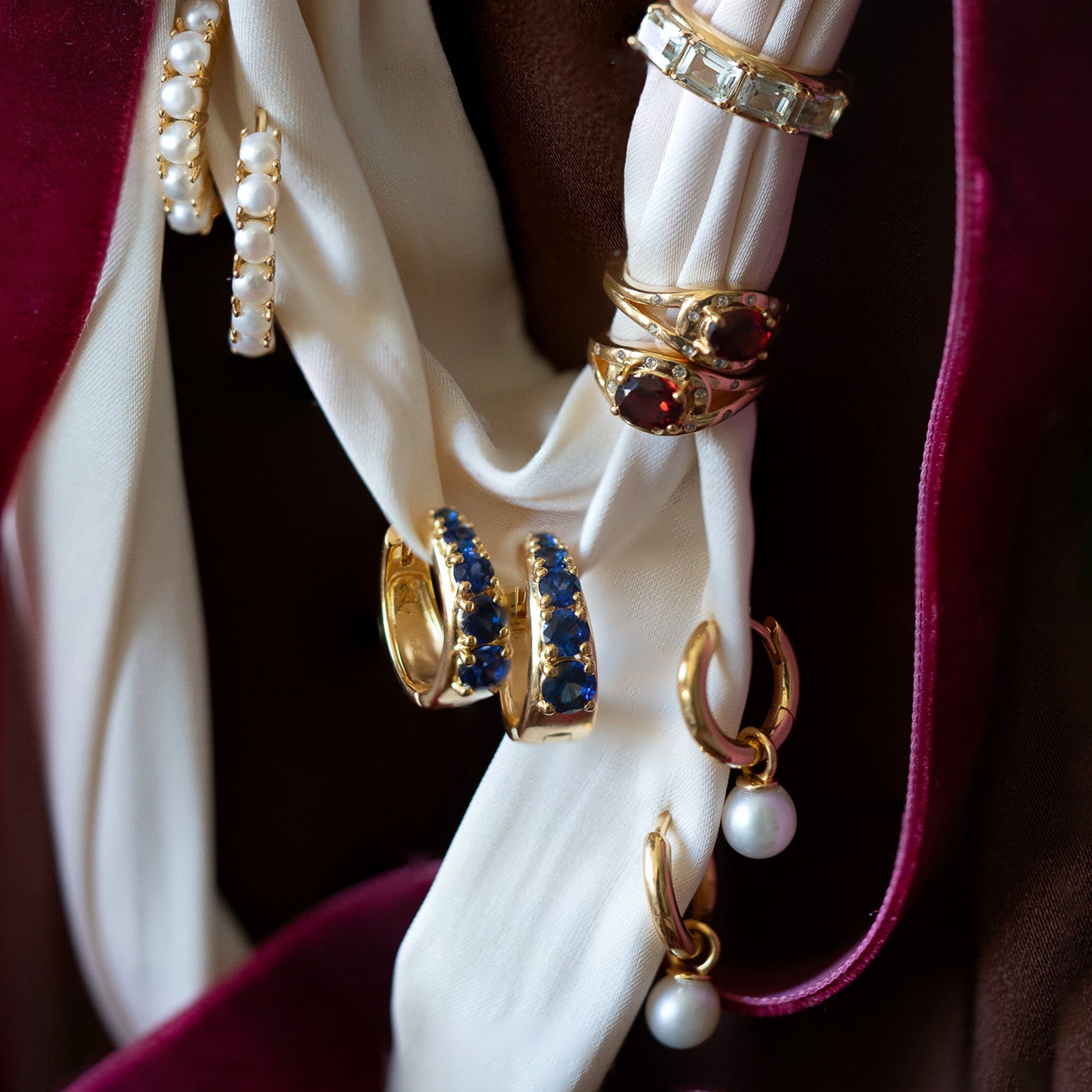 Sapphire Soliloquy Huggie Hoops