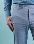 Prince of Wales Cotton Stretch Chino - Blue