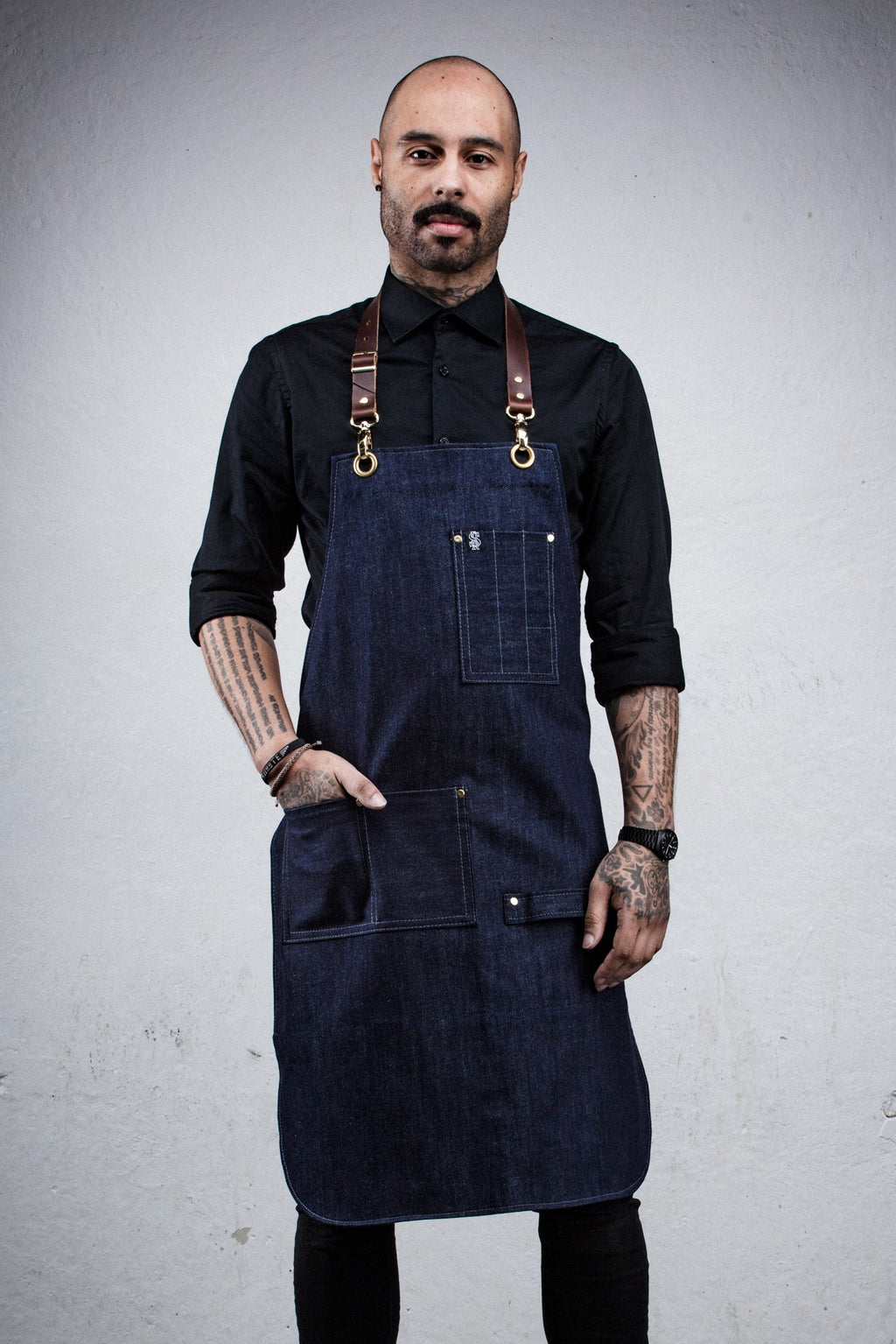 Denim Bartender Apron - Indigo Blue