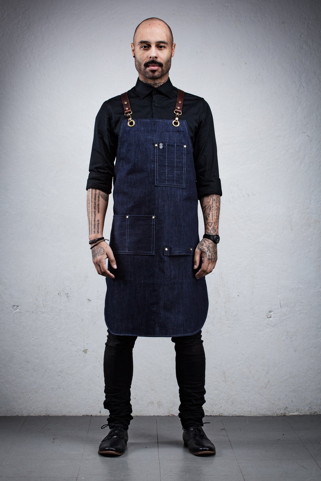 Denim Bartender Apron - Indigo Blue
