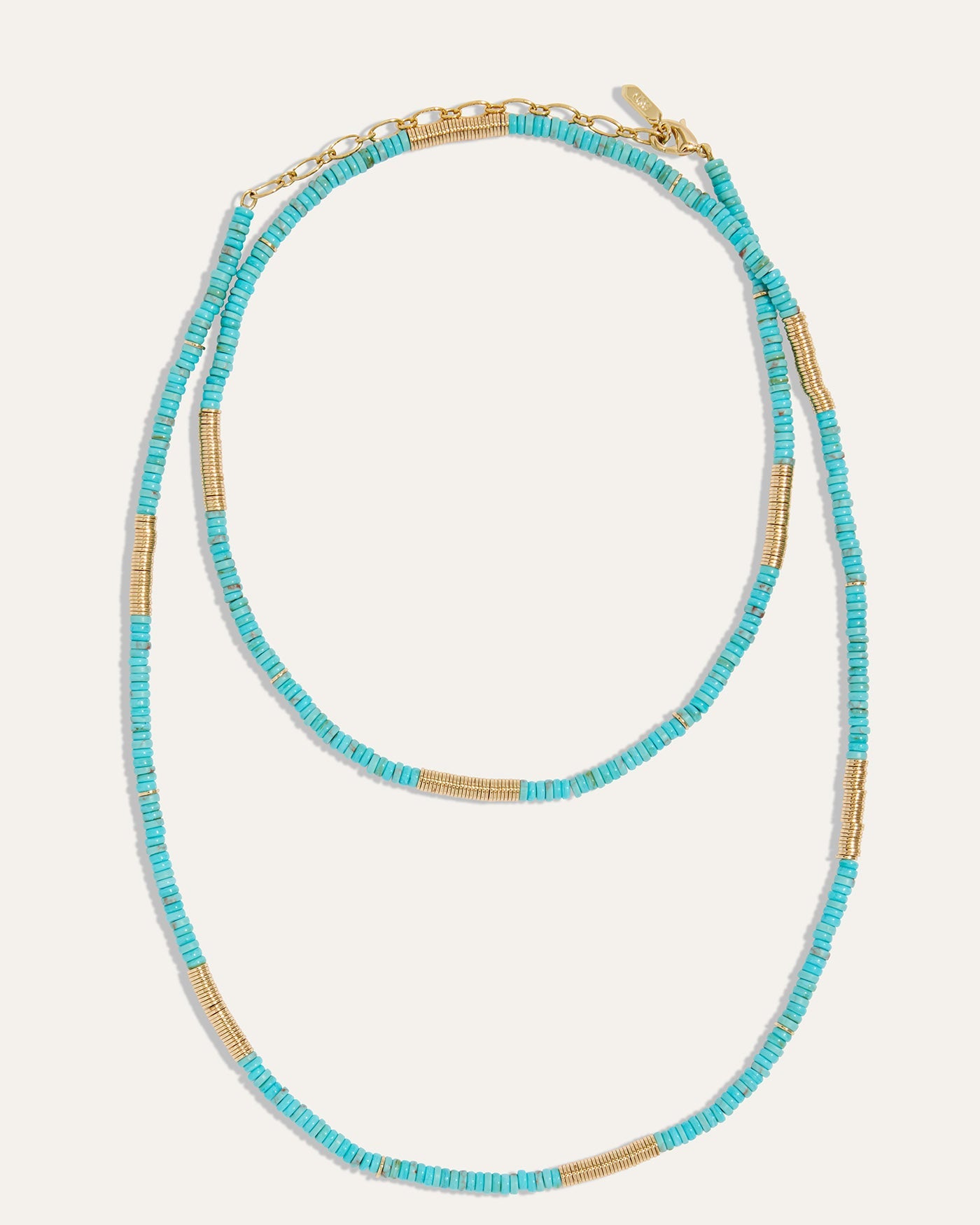 Boho Turquoise and Gold Beaded Wrap Necklace