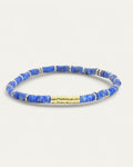 Boho Beaded Stretch Bracelet | Lapis + Gold