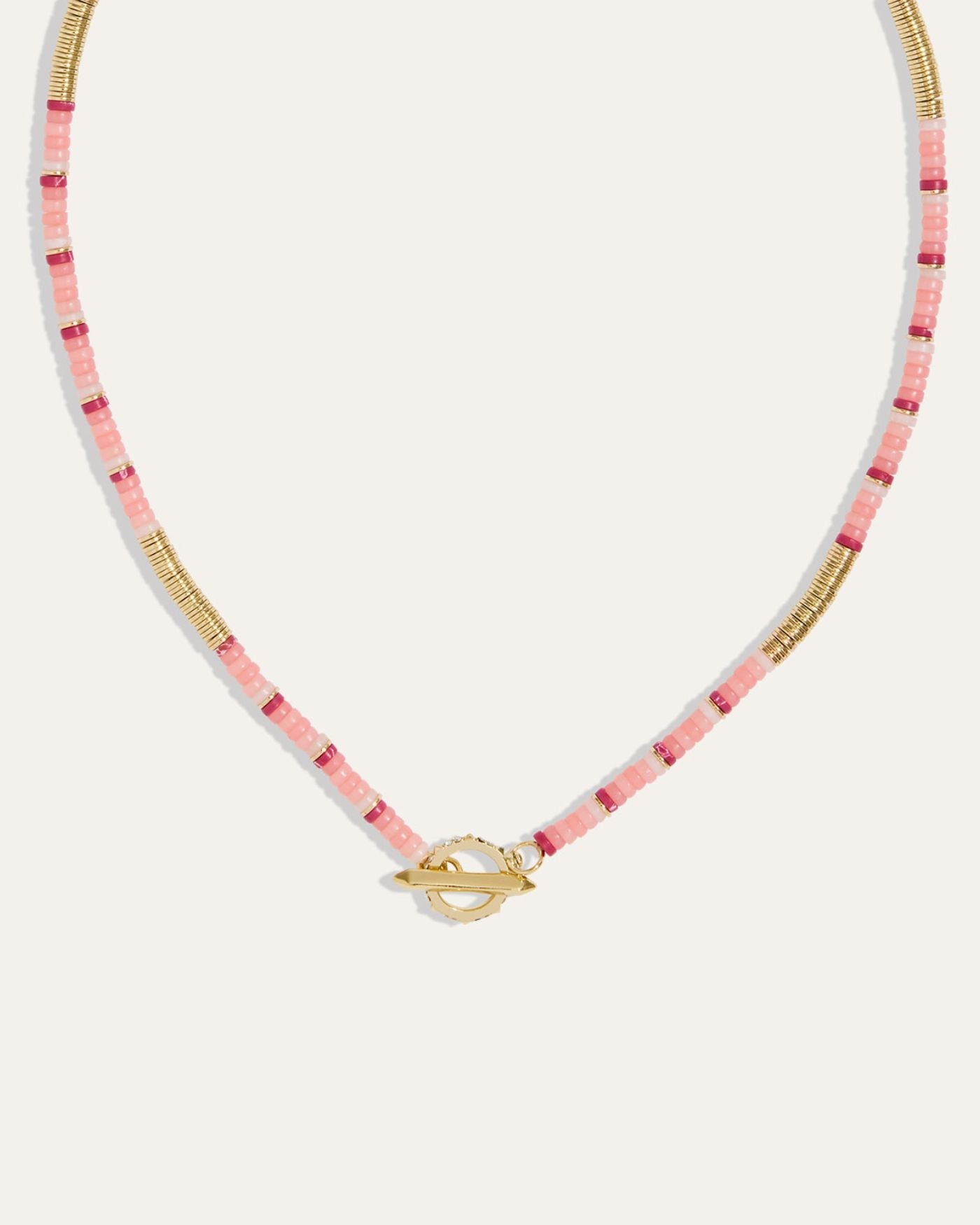 Boho Beaded Pink Toggle Necklace