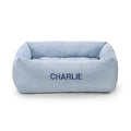 Lake Blue Stripe Bolster Dog Bed