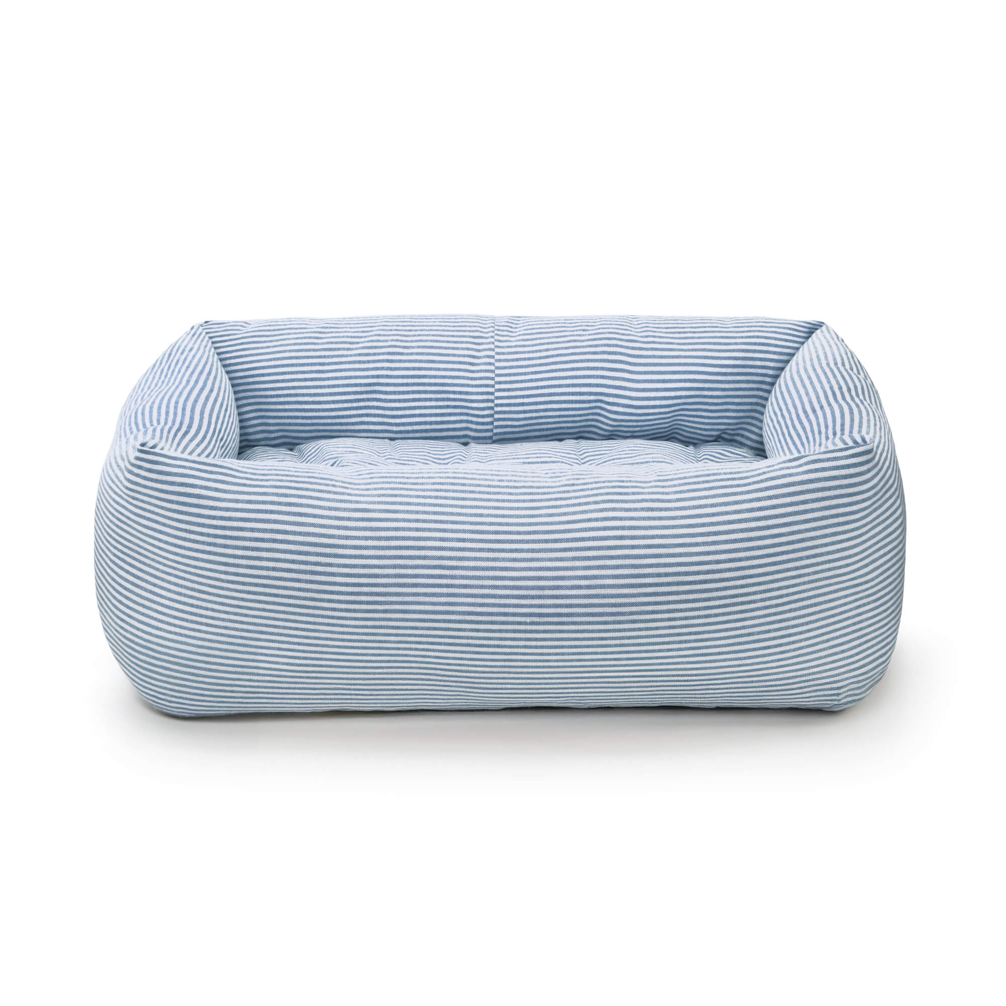 Lake Blue Stripe Bolster Dog Bed