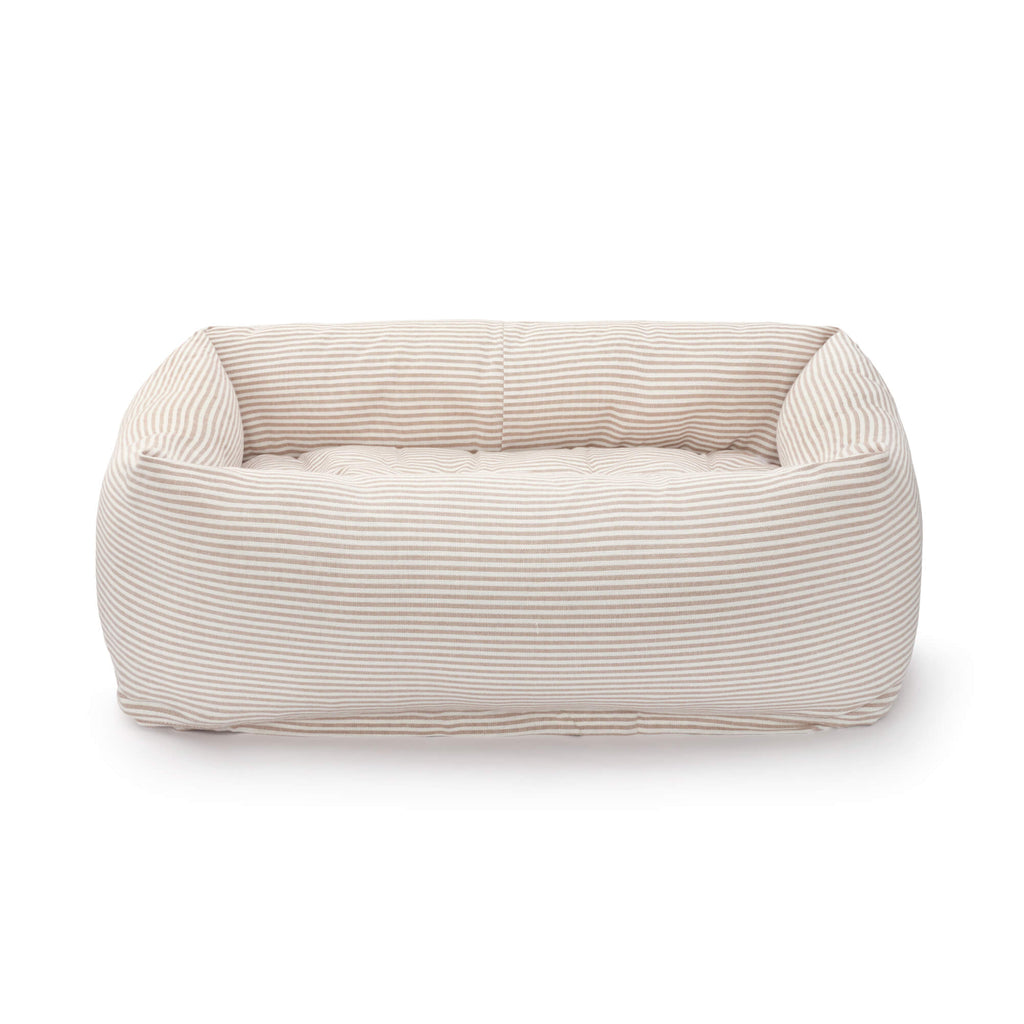 Mushroom Brown Stripe Bolster Dog Bed