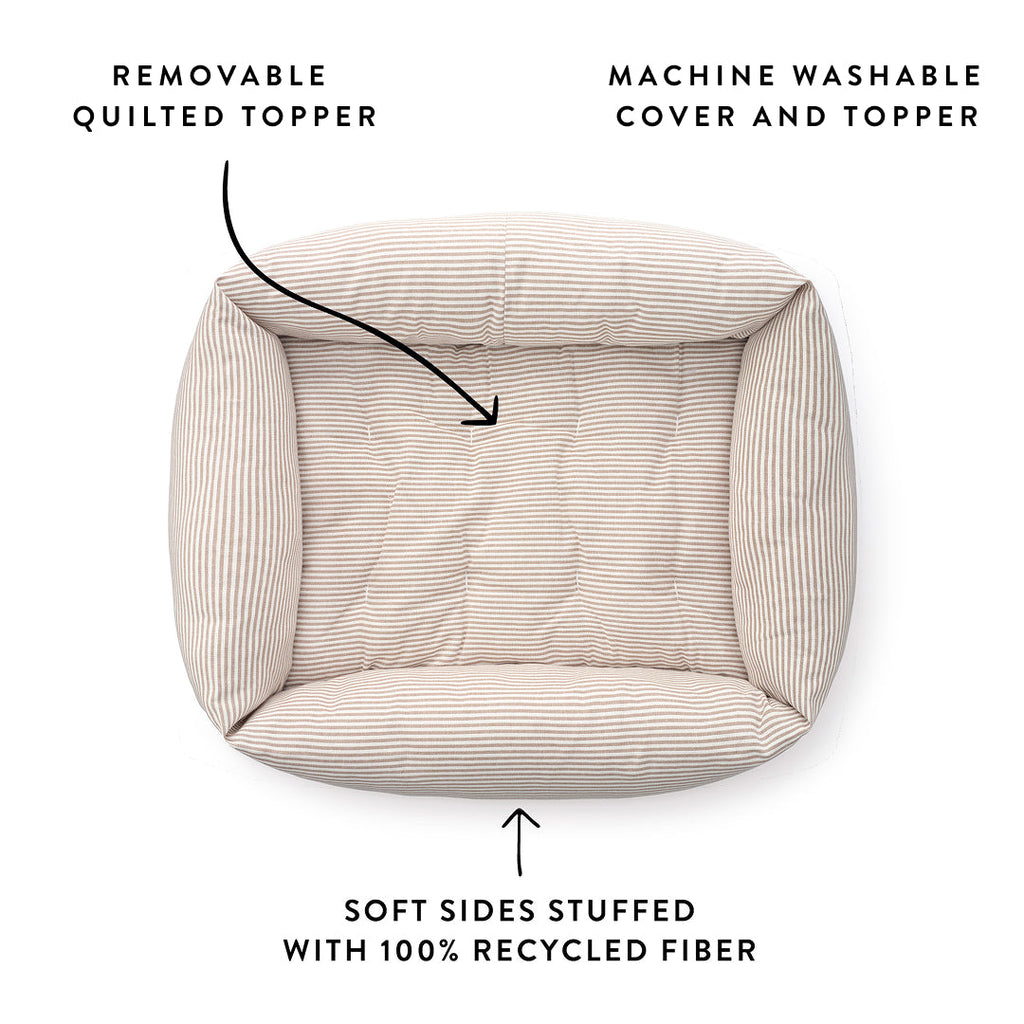 Mushroom Brown Stripe Bolster Dog Bed