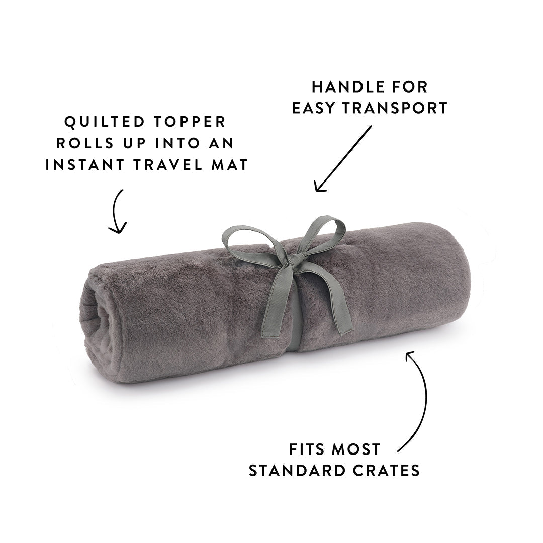 Smoky Gray Recycled Faux Fur Bolster Dog Bed