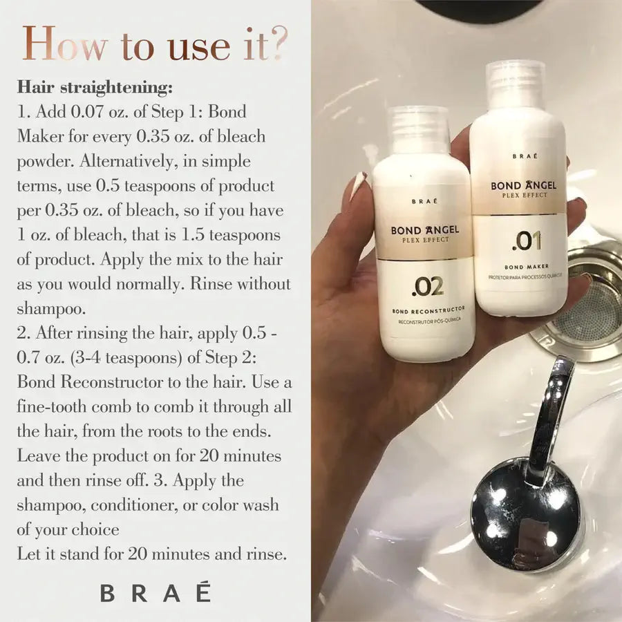 Braé Bond Angel Plex Effect Treatment Kit for Bleaching and Coloring protection - 100ml Step 1, 2, 2