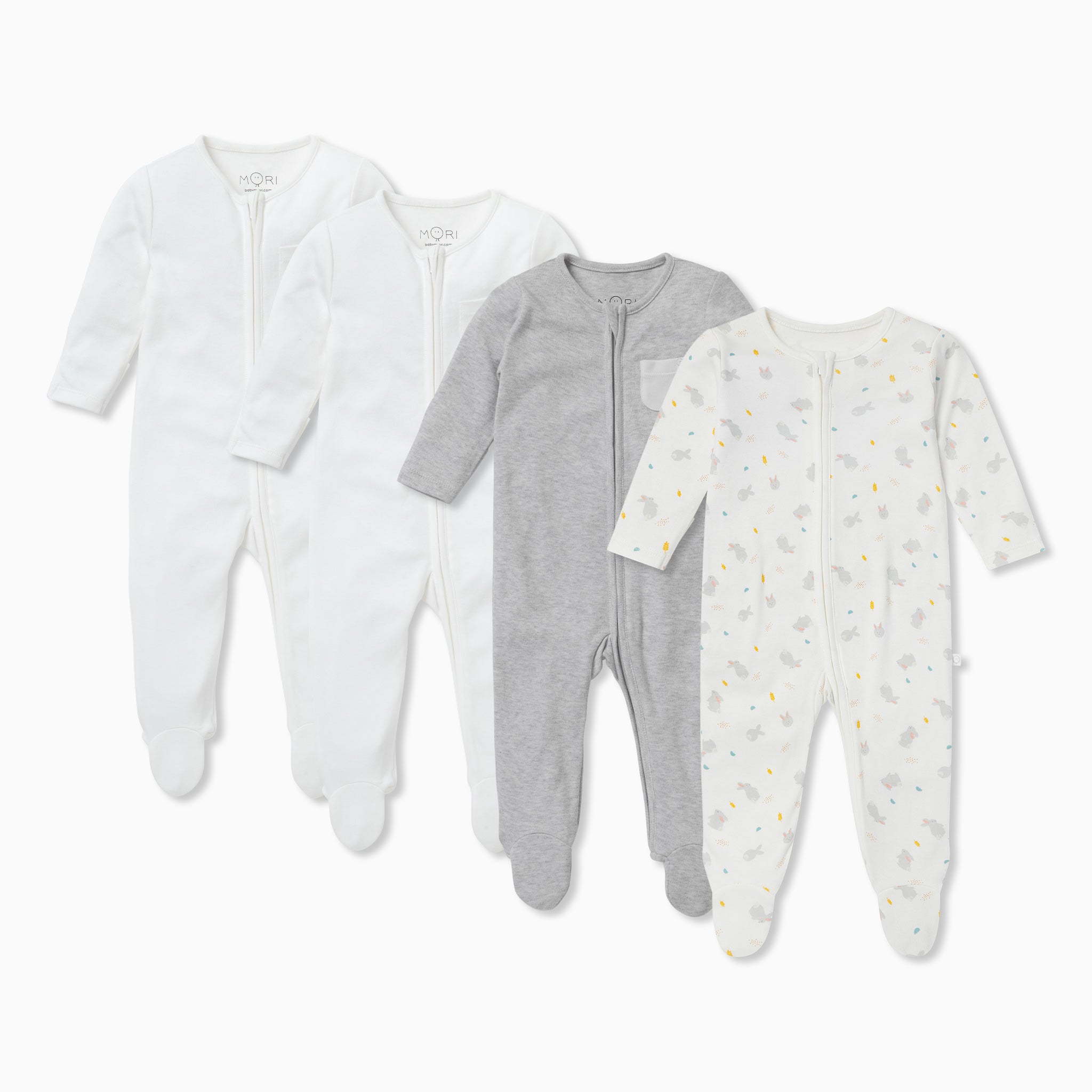 Bunny Printed Clever Zip Sleepsuit 4 Pack