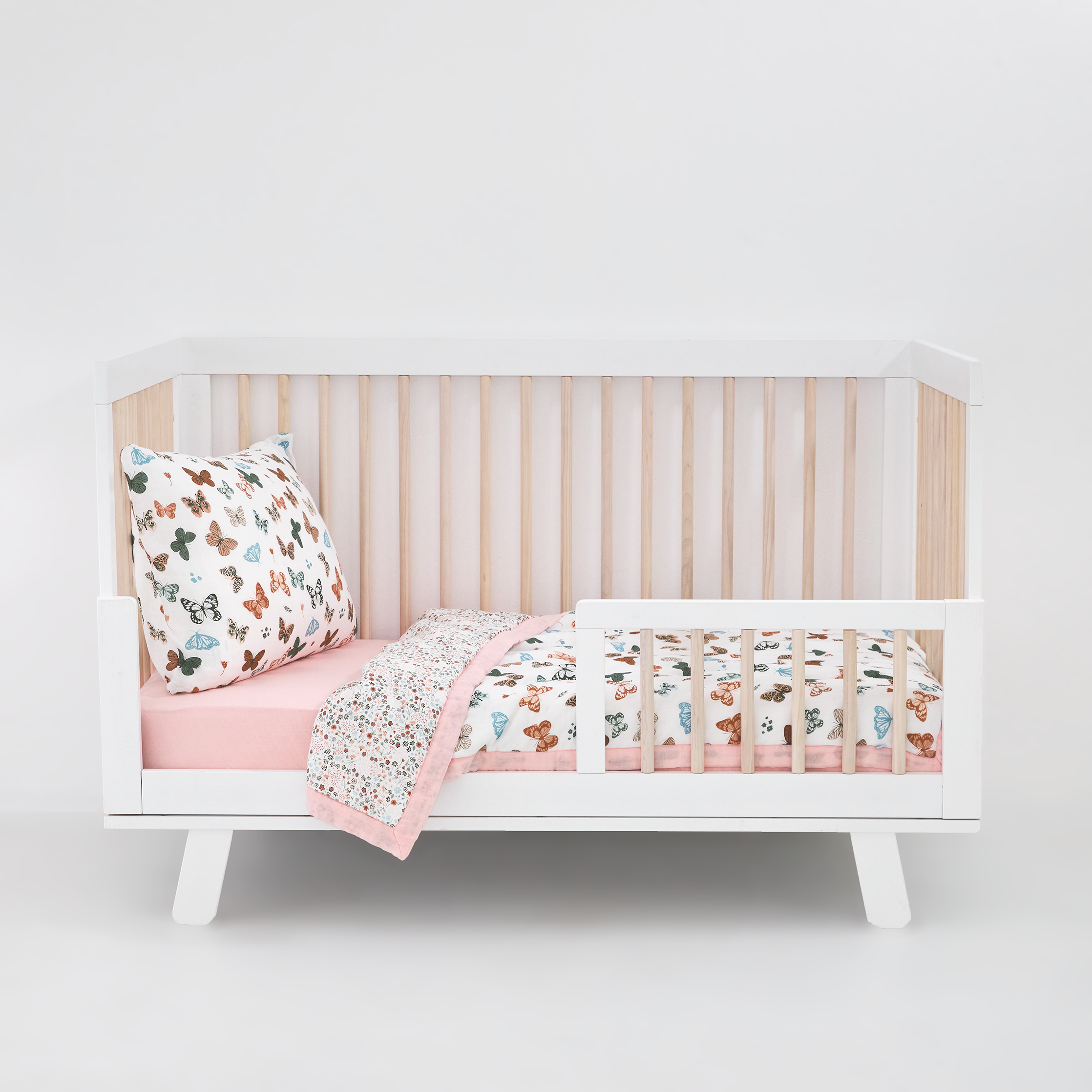 Cotton Muslin Toddler Bedding 3 Piece Set - Butterflies 2