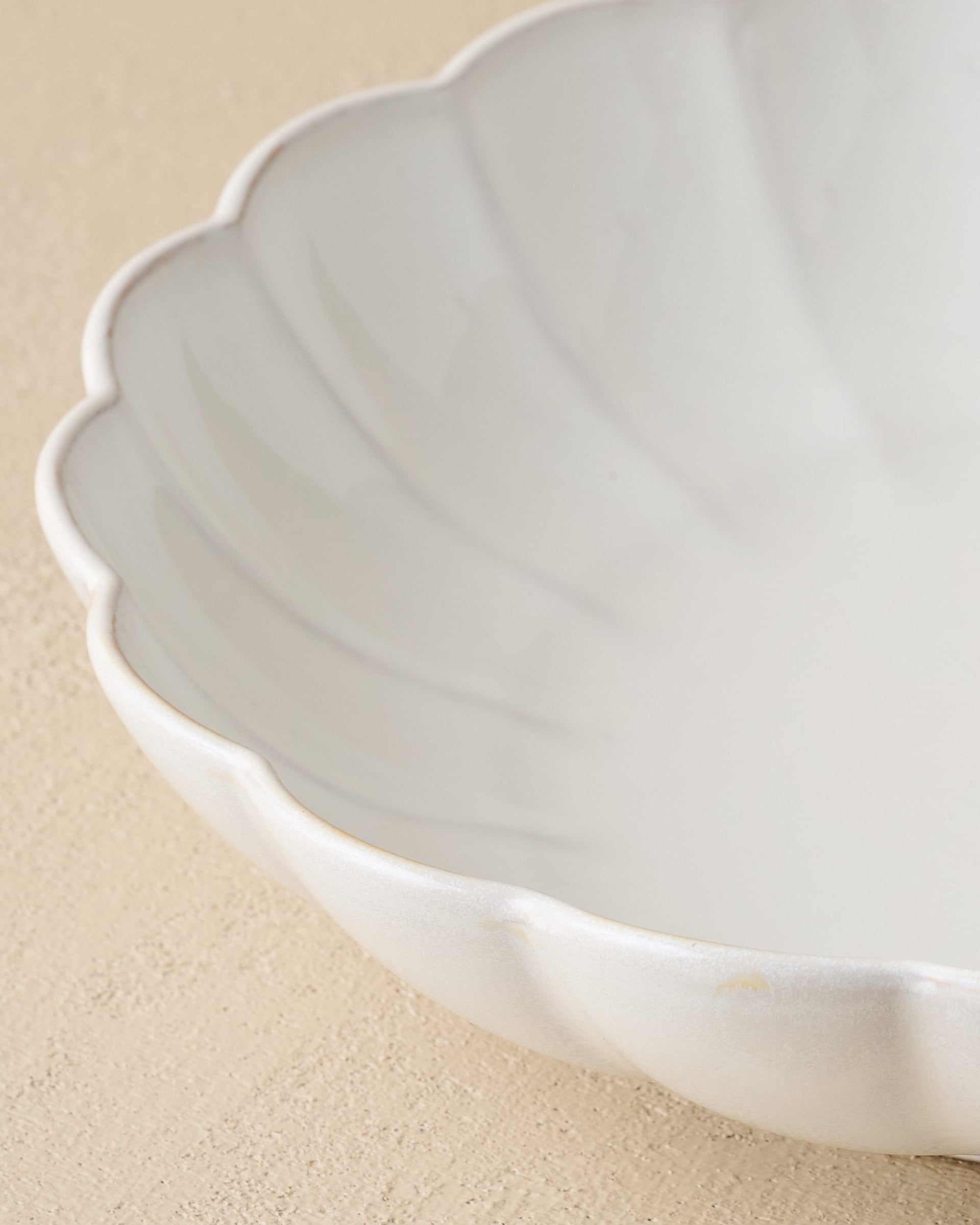 Oversized Cream Scalloped Serving Bowl
