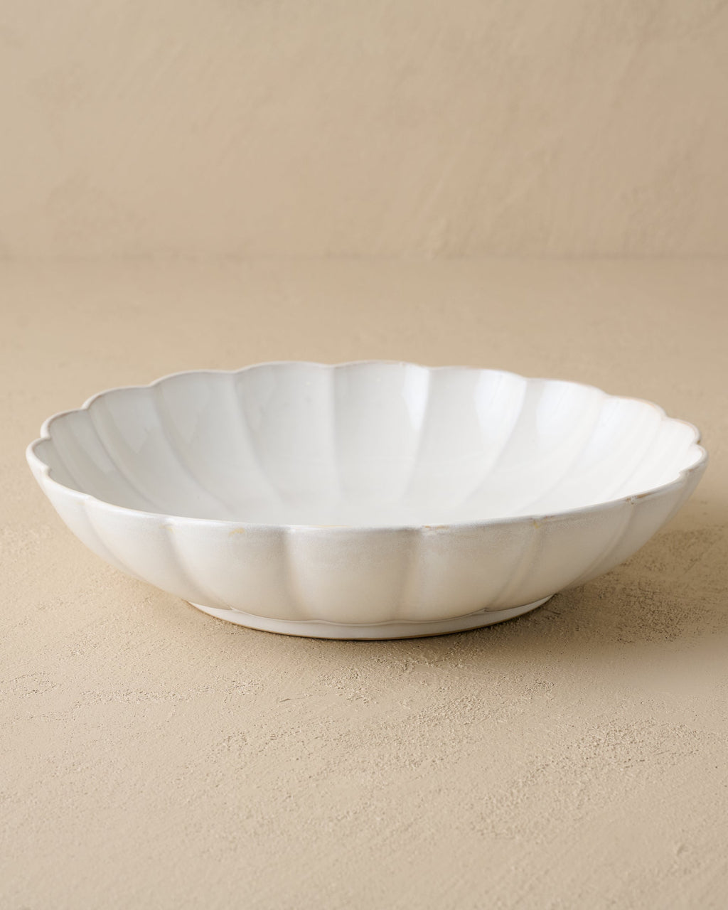 Oversized Cream Scalloped Serving Bowl