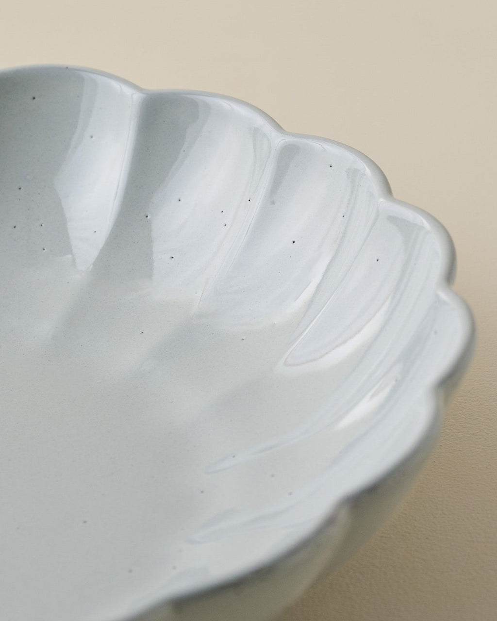 Oversized Grey Scalloped Serving Bowl