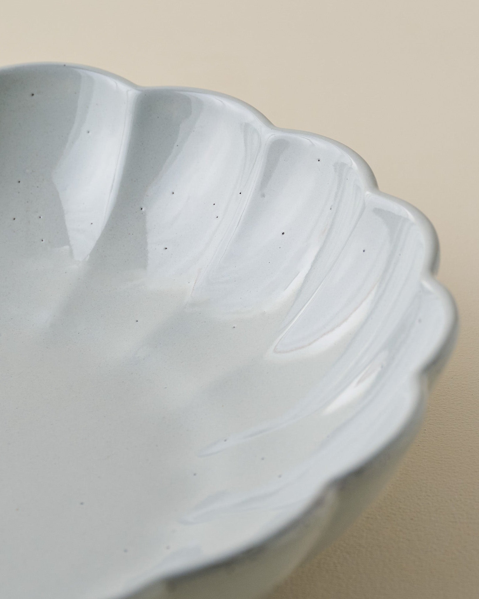 Oversized Grey Scalloped Serving Bowl