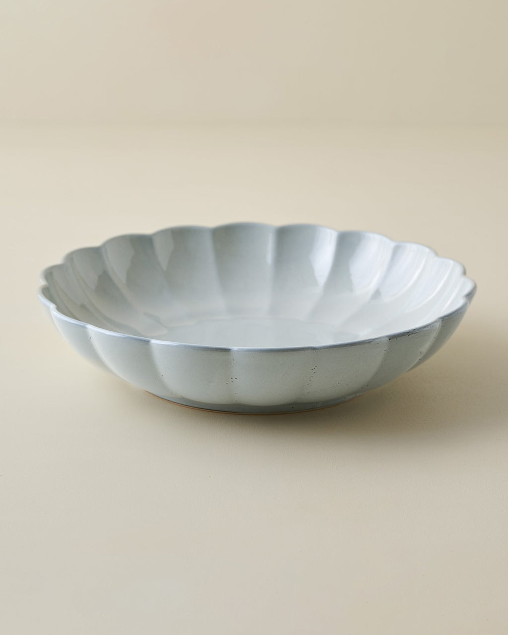 Oversized Grey Scalloped Serving Bowl