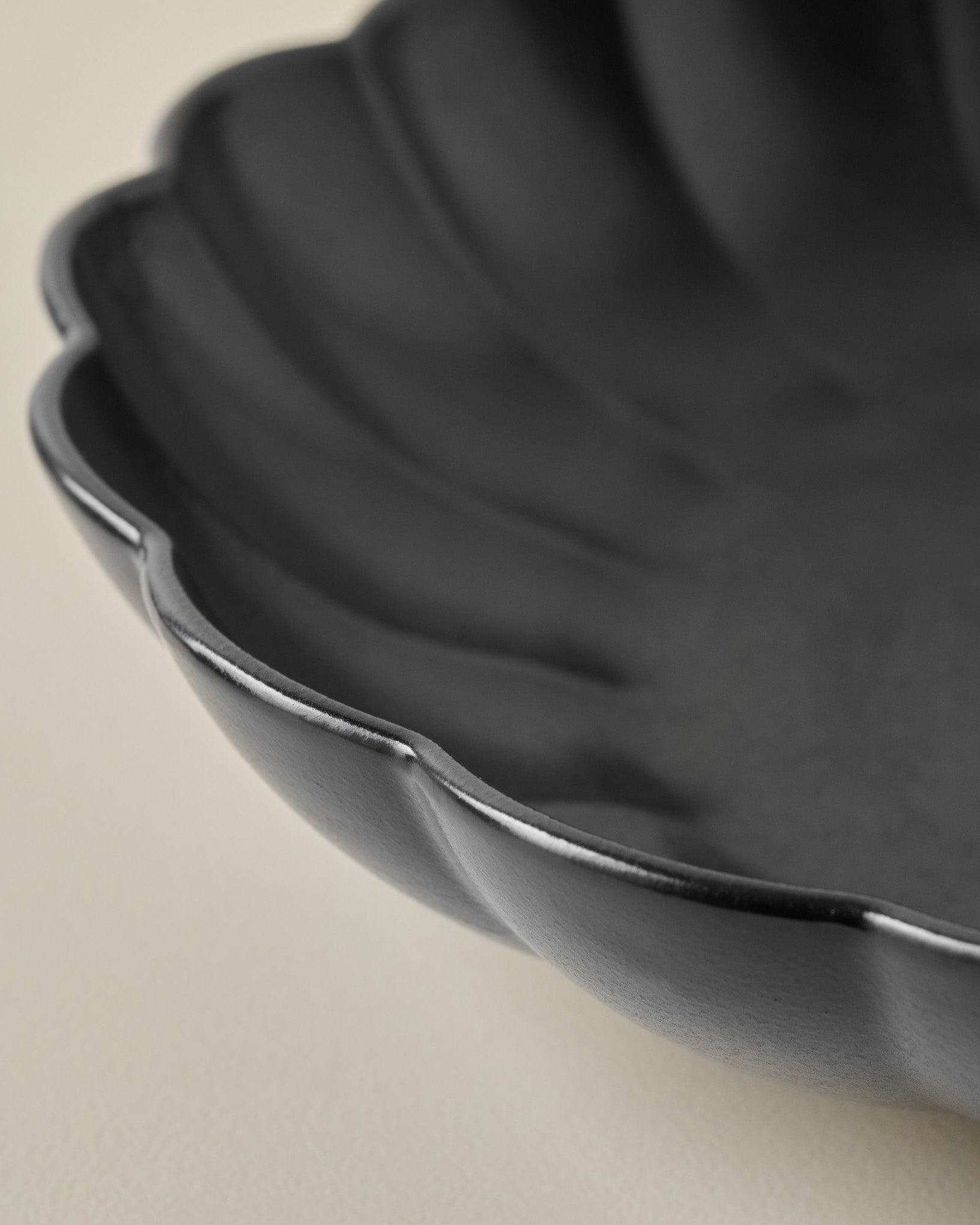 Oversized Black Scalloped Serving Bowl