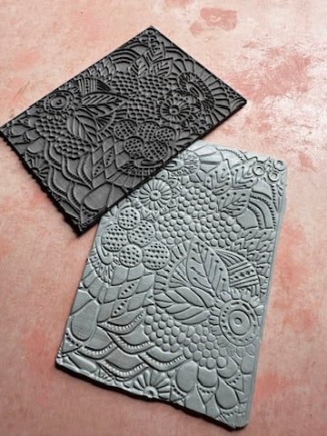 Floral Extravaganza Flower polymer clay rubber stamp texture
