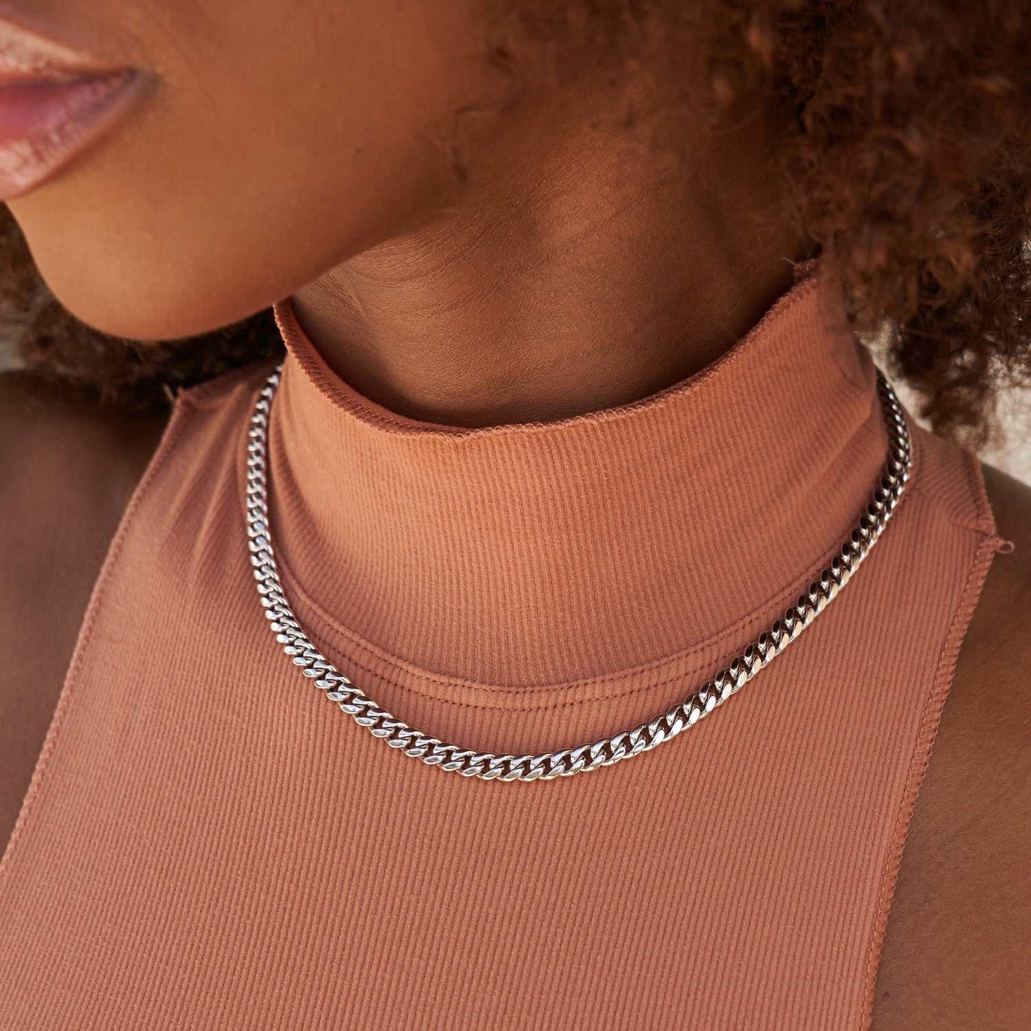 GLD Cuban Link Necklace in White Gold - 5mm