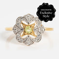 Floral Art Deco Inspired Peridot Ring