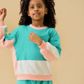 KIDLY by MORI Colourblock Sweatshirt - Green & Pink