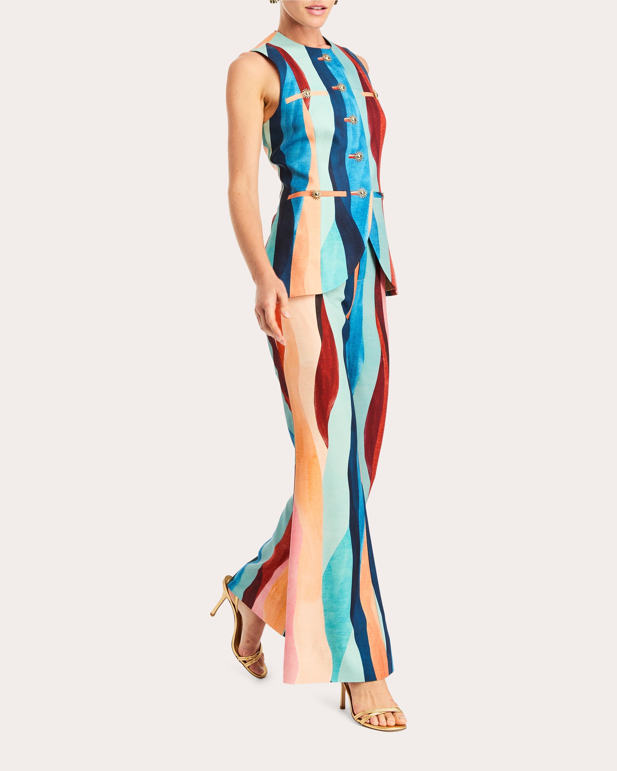 Theo Abstract Crepe Flare Pants