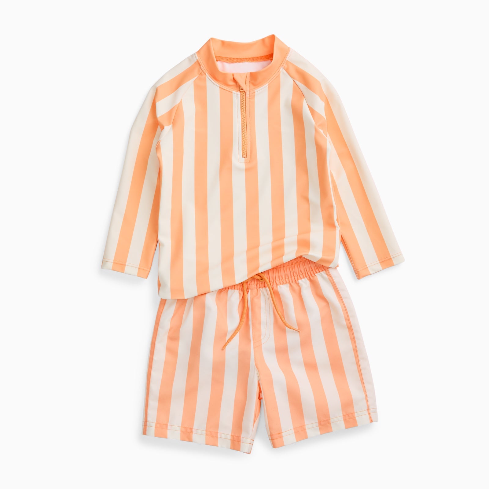 KIDLY by MORI Rash Vest & Swim Shorts - Orange Stripe