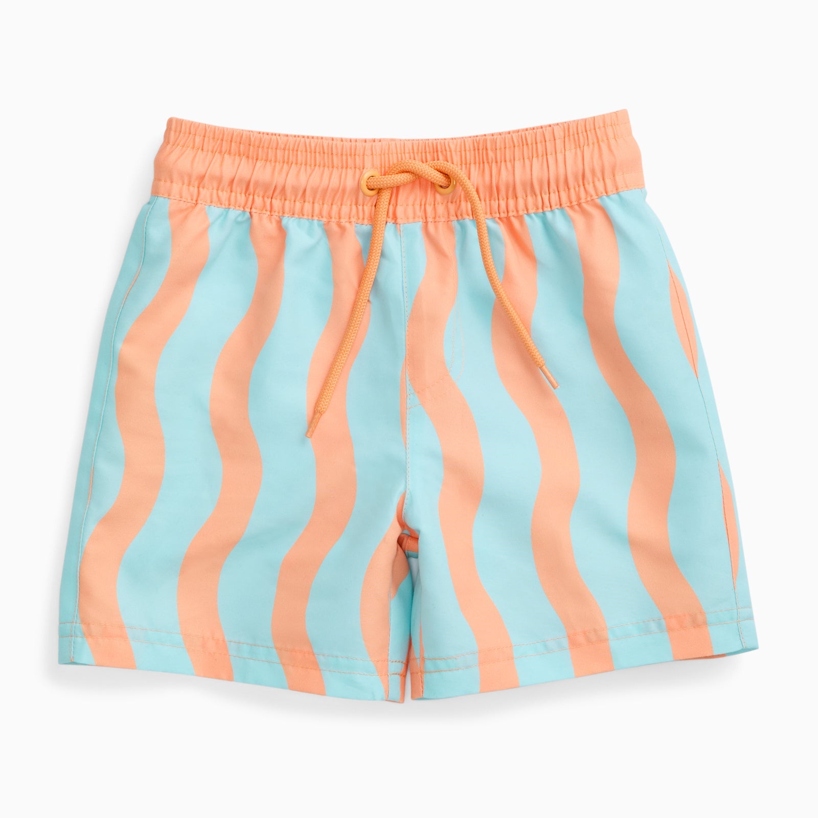 KIDLY by MORI Swim Shorts - Orange Wavy Stripe