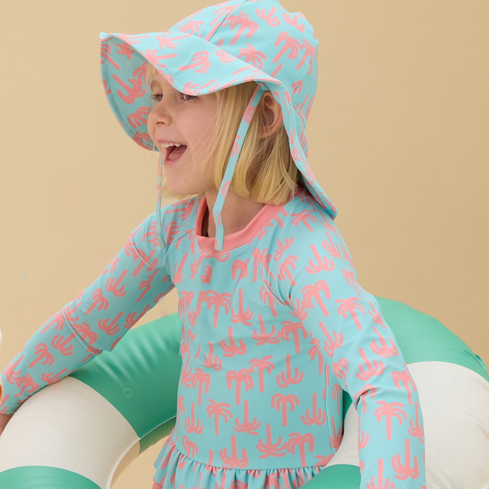 KIDLY by MORI Sunsafe Swimsuit & Floppy Hat - Palm Trees