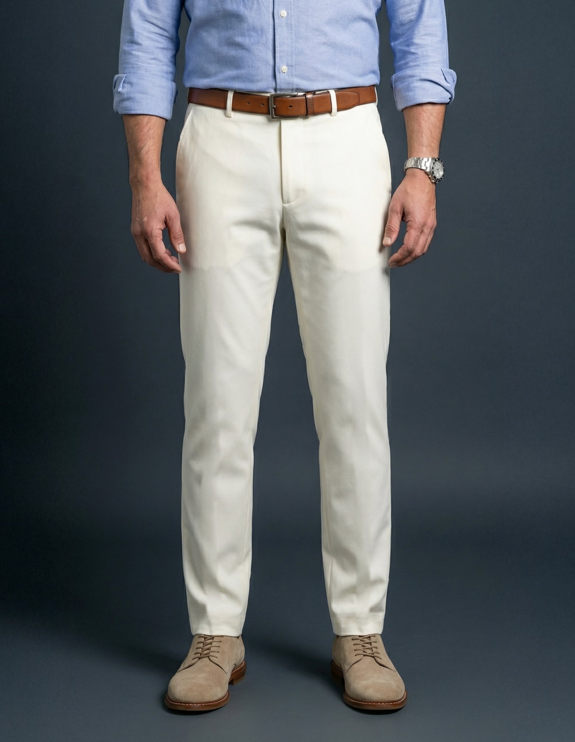 Cashmere Finish Stretch Twill Chino - Soft White