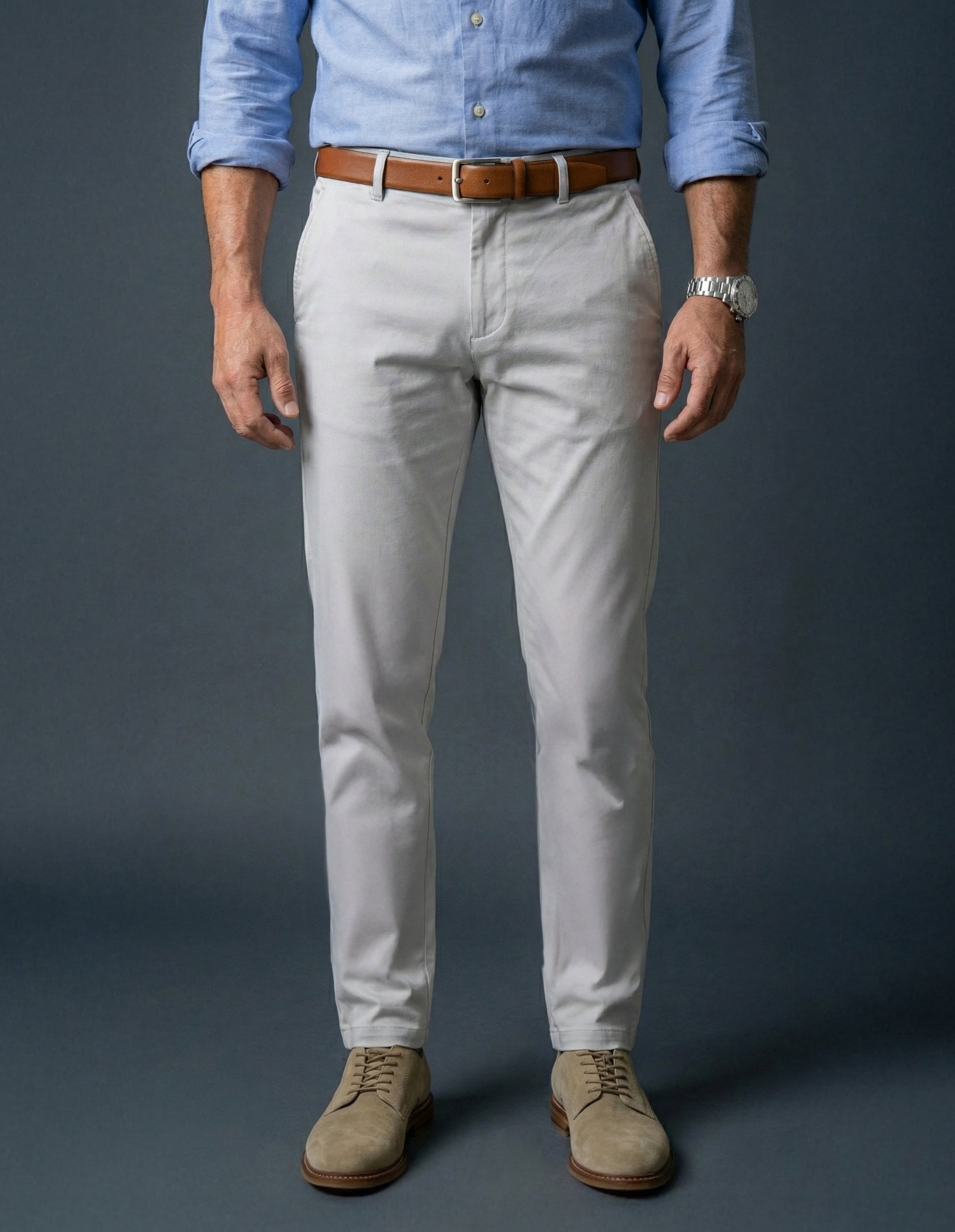 Cashmere Finish Twill Chino - Light Grey
