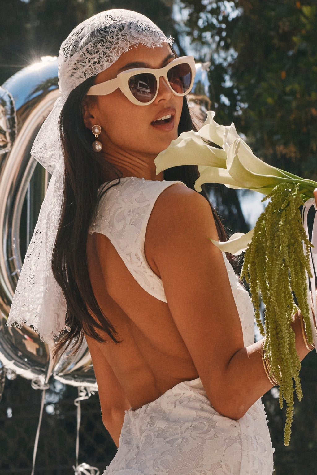 Celeste White Lace Scarf