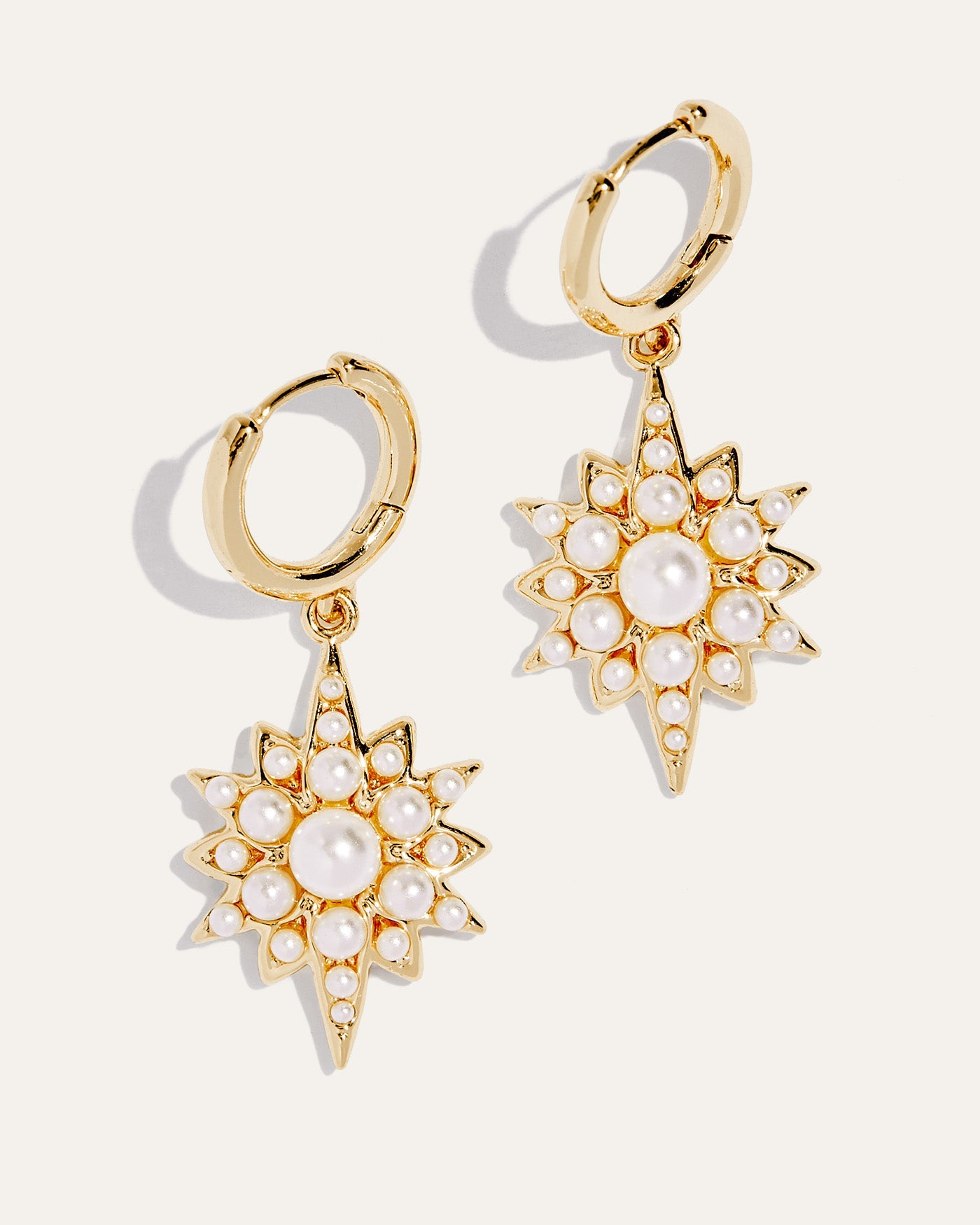 Celestial Pearl Charm Huggie Earrings