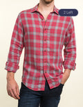 Cerise And Smoke Linen Check