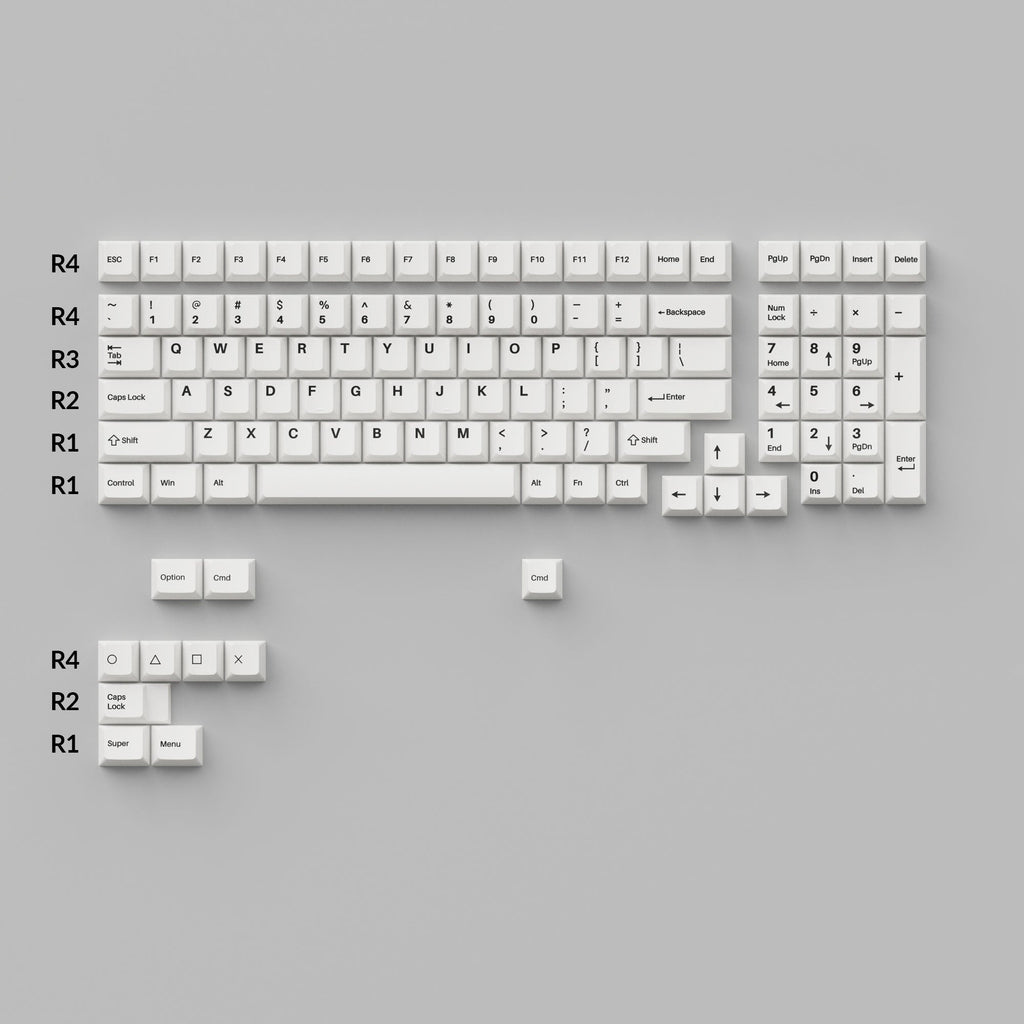 Cherry Profile Double-Shot PBT Full Set Keycaps - Black on White